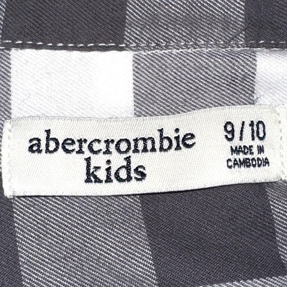 Boy’s Abercrombie Gray And White Plaid Button Up Shirt - Picture 4 of 6